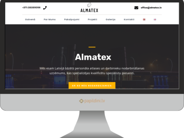 Mājas lapas izstrāde būvniecības uzņēmumam Almatex