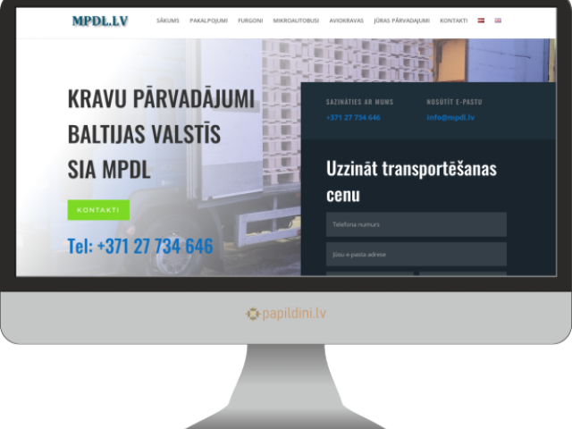MPDL transporta pakalpojumu uzņēmuma mājas lapas izstrāde