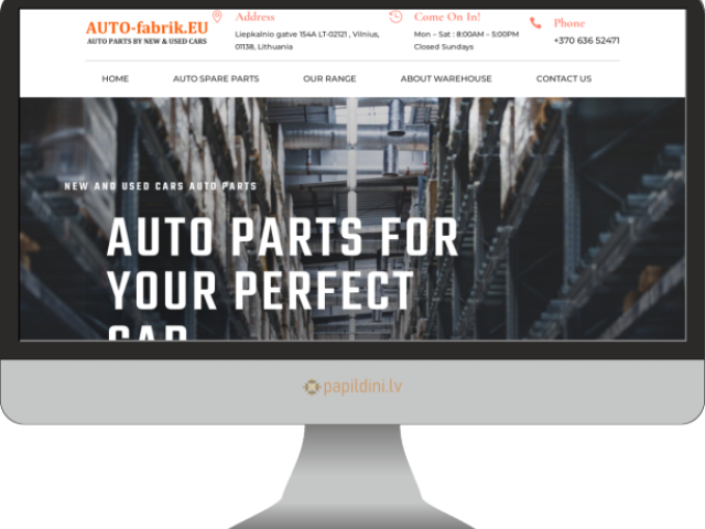 Landing Page mājas lapas izstrāde auto-fabrik