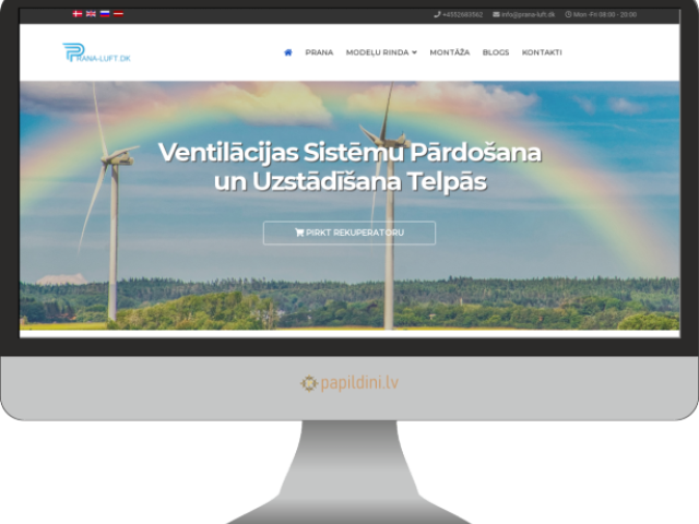 Rekuperātoru uzstādīšanas un tirdzniecības uzņēmuma mājas lapa